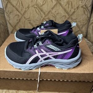 Asics Pre Venture‎ 9 Shoes Black Purple hiking Trail Youth 2.5